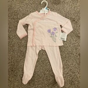 Okie Dokie Pink and Purple Pajama Set with Floral Design